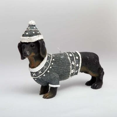 SHATCHI Christmas Candle Decorative Dachshund Dog Figurine Table Xmas Decoration Gift UK