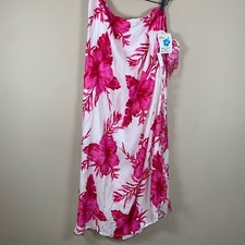 Hawaiian Hibiscus Pink/White Long Sarong NWT Versatile Tropical Beach Resortwear