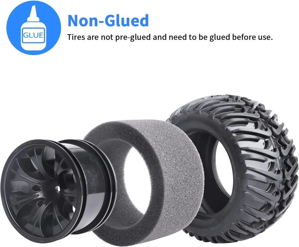 4pcs Height 4.92" 125mm 12mm Hex RC Truck Wheels and Tires Set for Traxxas Re... - Image 3 of 4