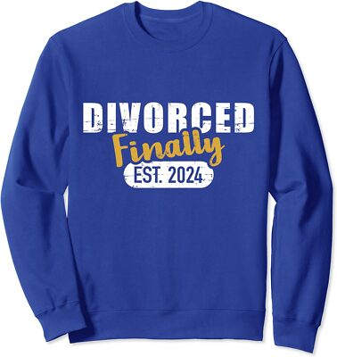 Funny Divorced Finally Est. 2024 Joke Theme Unisex Crewneck Sweatshirt