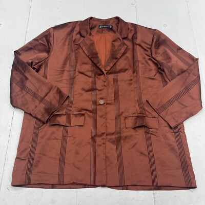 New York Company Rust Orange Satin Stripe Oversized Blazer