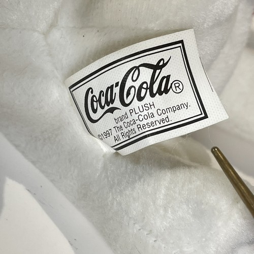 Oso polar de peluche Coca-Cola 1997 rojo blanco bufanda botella de Coca-Cola con etiquetas #0154 de colección - Imagen 11 de 14