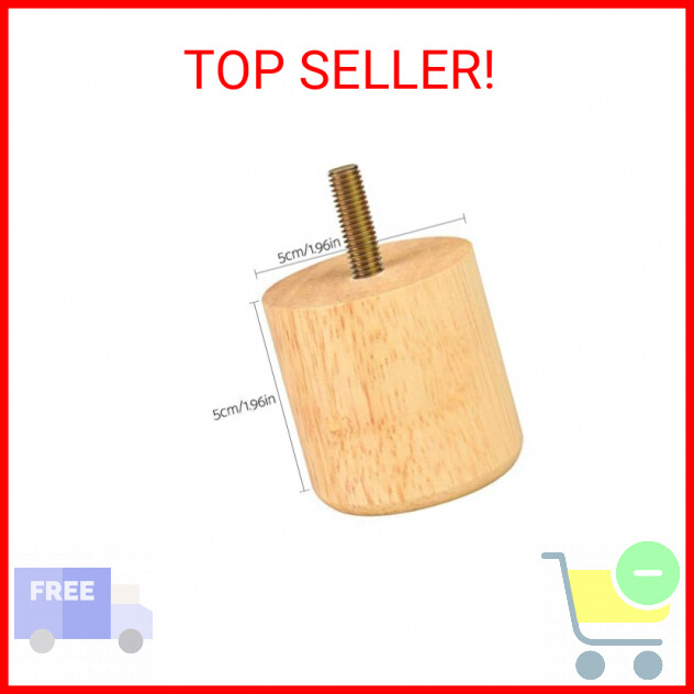 Modern 2 Solid Wood Furniture Legs, 4Pcs Round Wooden Bun Feet for Sofa