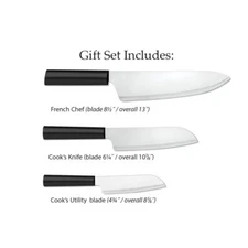 Rada USA Chef Knives 3pc black handles French Chef Cooks Knife dishwasher safe