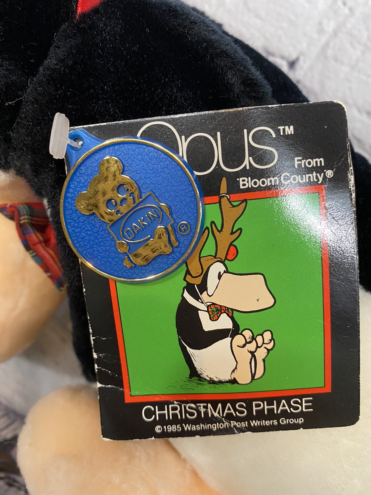1985 Vintage Plush Opus Penguin Christmas Reindeer Bloom County Dakin W