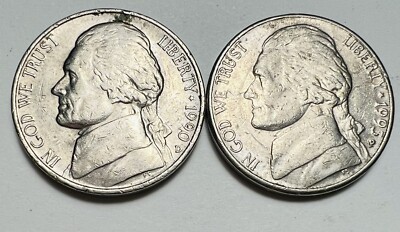 1990 D $ 1993 P Jefferson Nickels Cellos 5C 5 Cent Five Cent 2