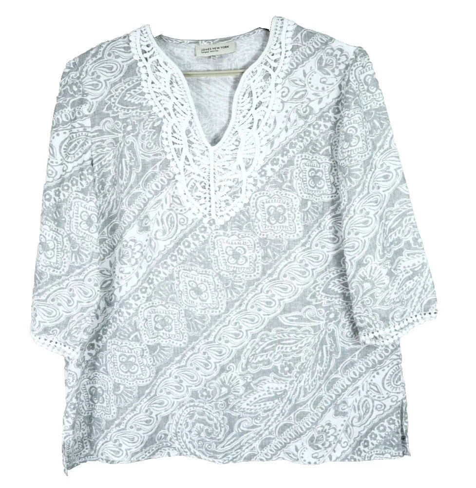 Jones New York Linen Floral Blouses for Women