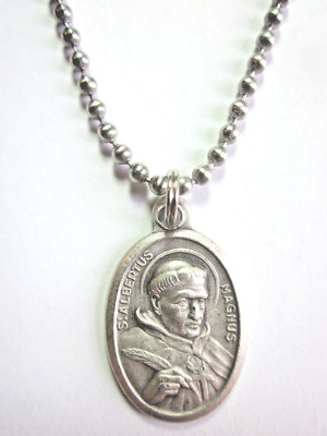 St Albert the Great Medal Pendant Necklace 24'' Ball Chain Gift Box & Prayer Card