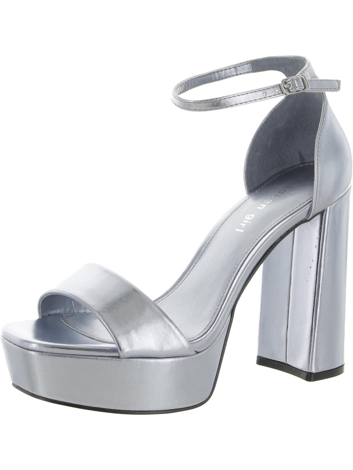 MADDEN GIRL / женские серебристые босоножки на платформе и блочном каблуке Omega 1-1/2 размера 7,5 М