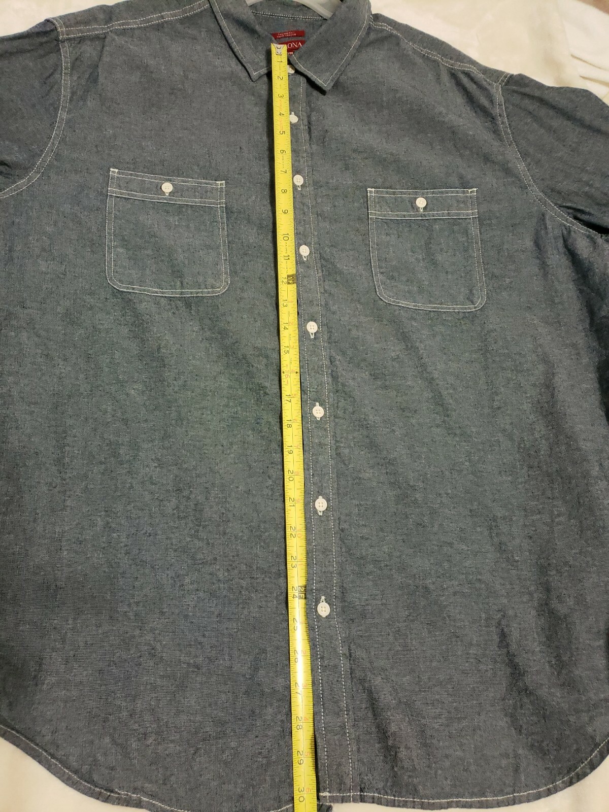 Merona Long Sleeve Mens Shirt Chambray Denim Button Down Pocket. XXL eBay