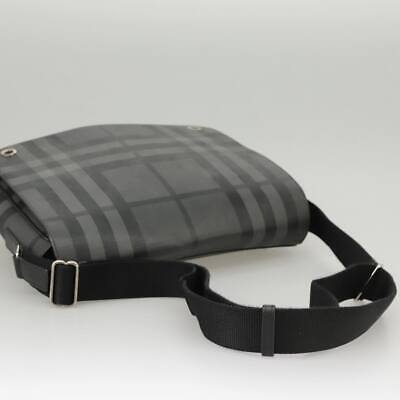 BURBERRY Nova Check Shoulder Bag PVC Leather Black Gray BURBERRY Nova Check Shoulder Bag PVC Leather Black Gray