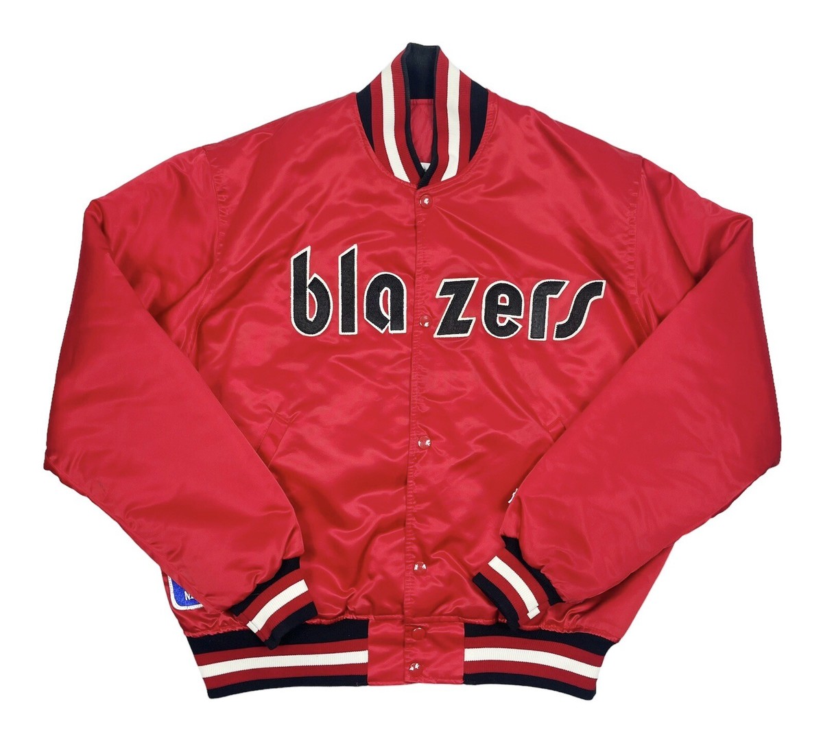 Vtg Rare NBA Portland Trailblazers Red Starter Satin Bomber Jacket Men’s  Large