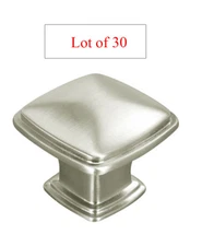30 PC Satin Nickel Brushed Kitchen Cabinet Square Knobs Pulls 31MM free shipping