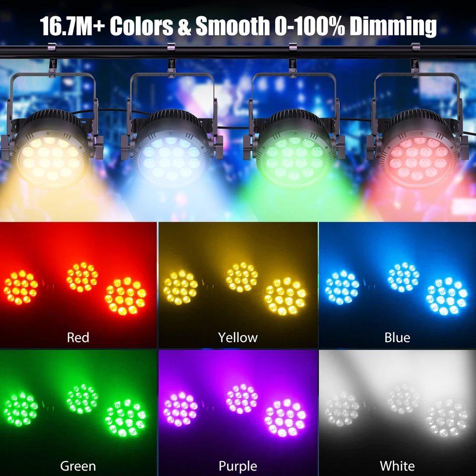 280W Waterproof IP65 LED RGBW DMX PAR Stage Light Outdoor Party Garden DJ Show - Image 2 of 4