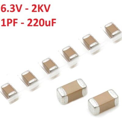 50PCS 6.3V 10V 16V 25V 35V 50V 100V 2KV 1206 SMD Capacitors Range 1PF to 220uF