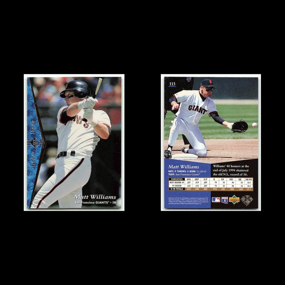 Matt Williams #113 1995 Upper Deck SP San Francisco Giants Baseball Card MLB NM - Image 3 of 3