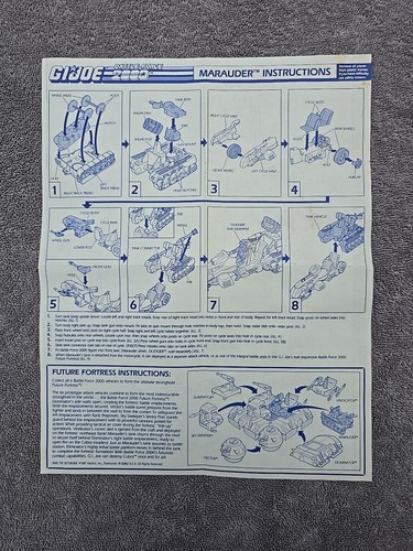 GI Joe ARAH Battle Force 2000 Marauder Blueprints Instructions 1987 only
