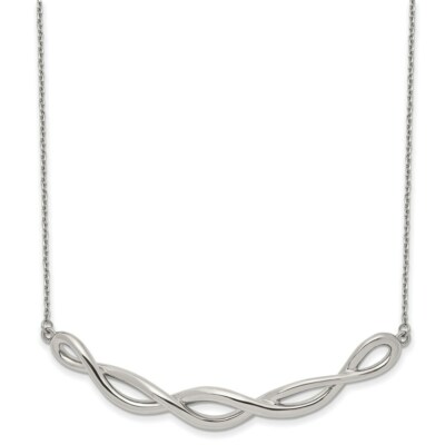 Stainless Steel Polished Twisted Bar 18 inch w/2in ext. Necklace