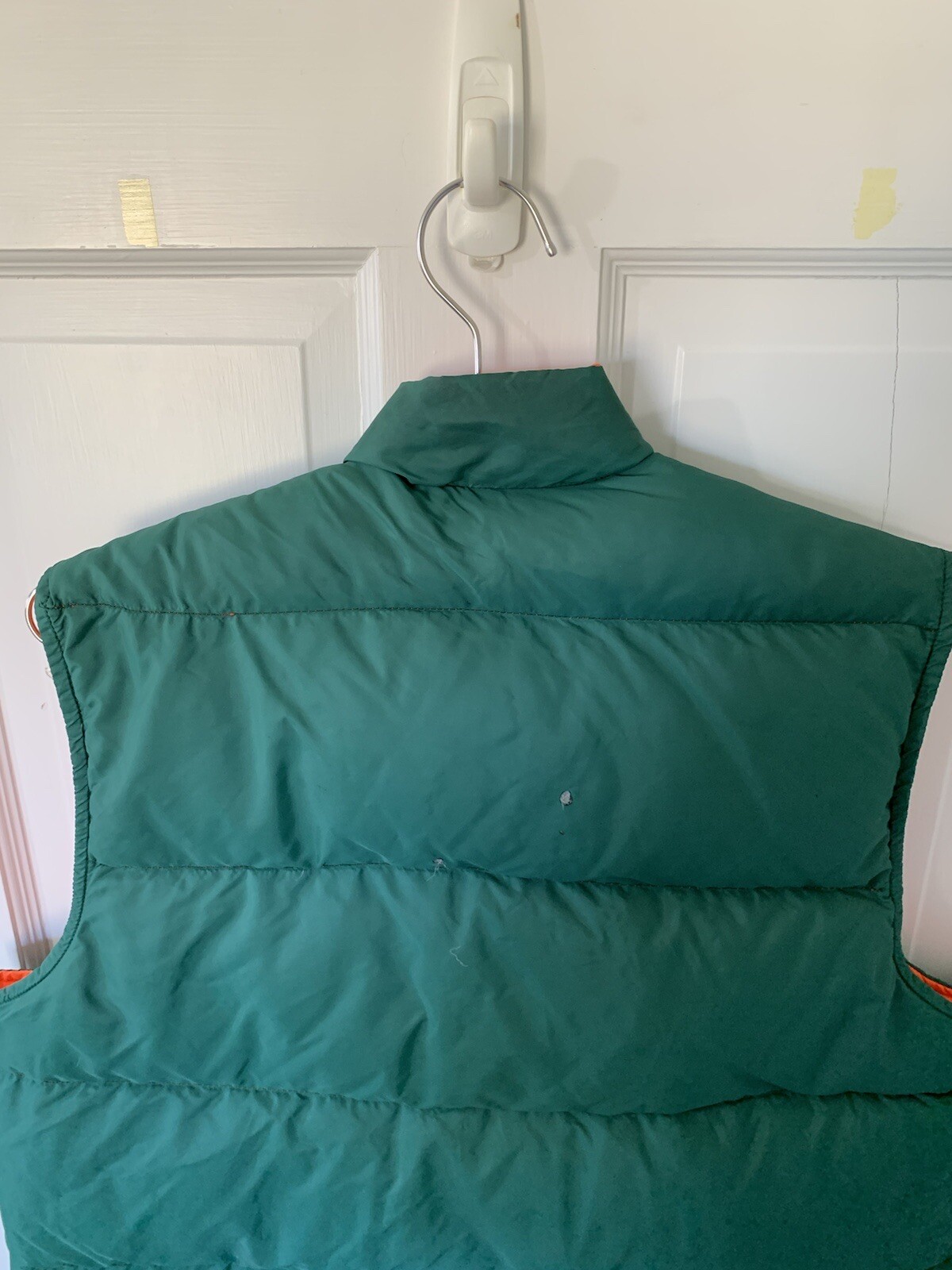 VTG Woolrich Puffer Vest Green & Orange Mens Medium Goose Down Filled Button image 9