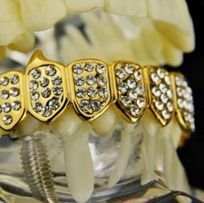 Best Grillz 14K Gold Plated Blinged Fangs 8 Bottom Vampire Eight Hip Hop Teeth