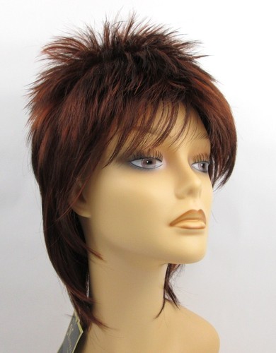 80S WOMENS COLLAR-LENGTH STRAIGHT HAIR SPIKE SPIKY SHAG STYLE WIG JUDITH PUNK - Picture 6 of 14