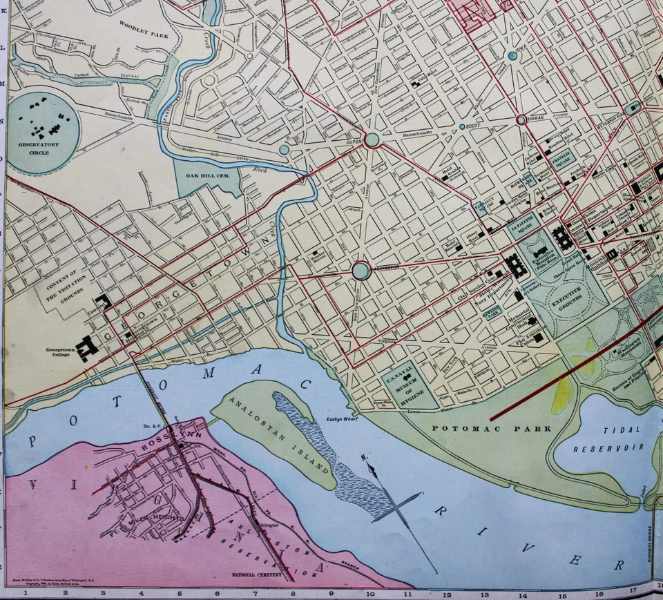 RAND MCNALLY COMMERCIAL ATLAS MAP PAGE WASHINGTON D.C. CITY STREET ROAD MAP 1913 - Image 4 of 4