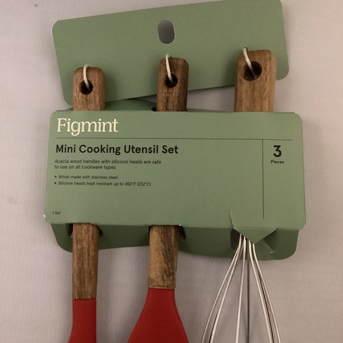 Figment 3 Stück Holz Silikon Mini Kochutensilien Set Spatel Schneebesen Löffel - Bild 2 von 3