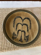 Maple City Pottery Salt Glaze Plate Stonware Two Birds Made In Monmouth Ill.