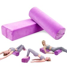 JZHLLA 2 PCS Yoga Bolster Pillow Set Washable Velvet Cover Meditation Bolster...