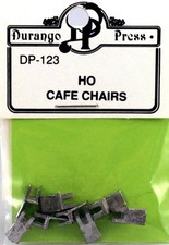 Durango Press 123 HO / HOn3 Scale Cafe Chairs Wite Metal (Pack of 8)