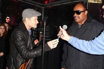 Musicians Flea of the Red Hot Chili Peppers and Stevie Wonder atte- Old Photo 4