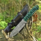 Damascus Handmade Custom Micarta Handle Hunting Fixed Blade Knife Leather Sheath
