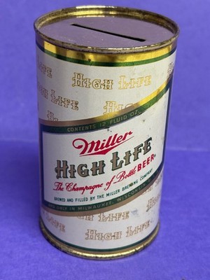 VINTAGE Miller High Life Flat Top Beer Bank Can Girl on Moon Milwaukee Wisconsin