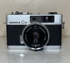 KONICA C35 Automatic 35mm Film Camera 1972 Vintage Point  Shoot Hexanon Lens