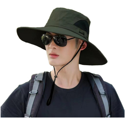 Stylischer Look Herren Sonnenhut Breite Krempe Atmungsaktiv Polyester Nackenschu