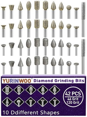 Diamant Fräser Set 42 Stück, Körnung 46&120 Diamant Frässtifte Sch
