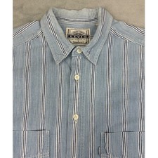 Vintage 90's Levis Mens Button Down Shirt Medium Blue Striped Long Sleeve