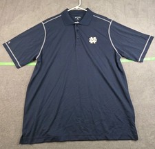 Notre Dame Fighting Irish Golf Polo Shirt Men's XL Blue Football Open Stitching