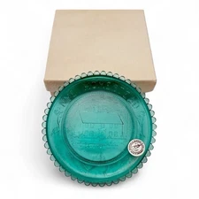 Vintage Pairpoint Nye Homestead Museum Sandwich Massachusetts Aqua Cup Plate