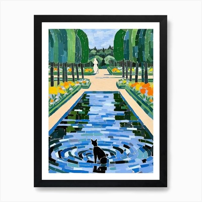 Versailles Gärten Frankreich, Katzen Passepartout gerahmt Wandbild Poster Leinwanddruck Bild