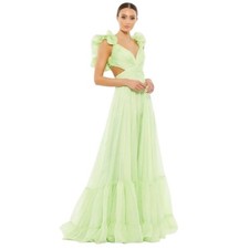 Mac Duggal NEW Size 8 Style 67911 Mint Iconic Ruffle Tiered Cut-Out Chiffon Gown