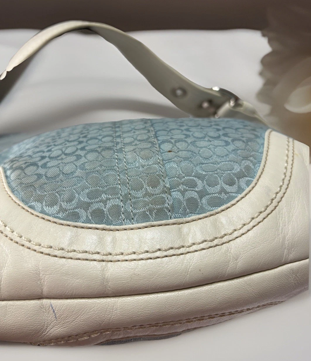 Borsa a tracolla Coach Vintage Signature Mini C Jacquard• Azzurro•Y2K• F10924 usata in ottime condizioni