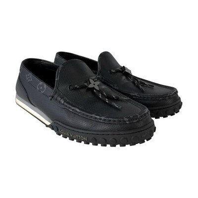 Louis Vuitton Monogram Eclipse LV Racer Mocassin Leather Loafer