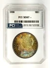 1886-P  MS 67 + Lustrous Stunning  Rainbow Toned Morgan Dollar PCI