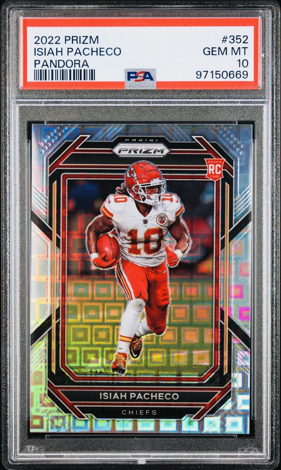 2022 PANINI PRIZM ISIAH PACHECO #352 PANDORA ROOKIE /400 PSA 10