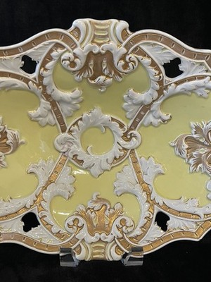 Antique Marked Meissen Yellow/White/Gold Gilded Porcelain