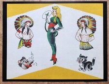 antique vintage paul rogers huck spaulding pinup girl tattoo flash 11x14 print