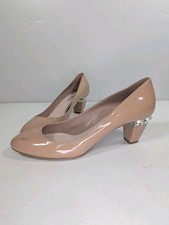 Miu Miu Nude Patent Jewel Heel 38 / 7.5 Chic Minimalist