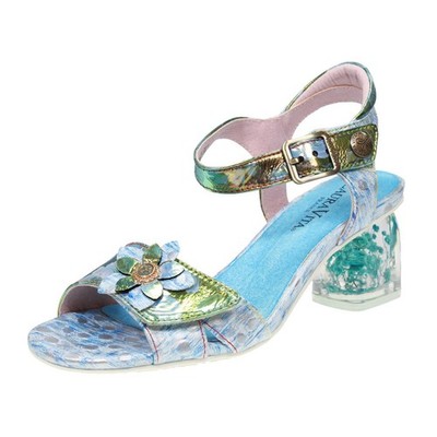 Laura Vita Leder Sandalen hellblau gemustert - Größe 40 [25,1 cm] Damenschuhe
