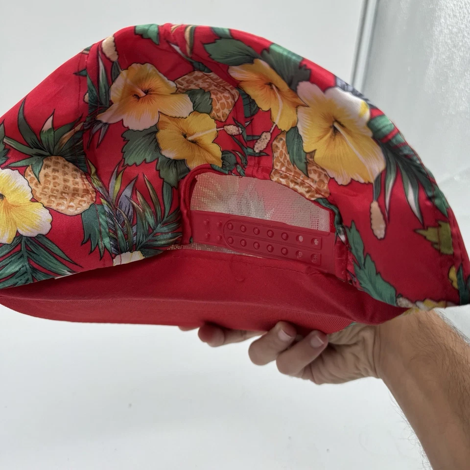 De colección Tennessee Piña Floral Hawaiano Snapback Sombrero Rojo Años 80 Ajustable Foto 4 de 4